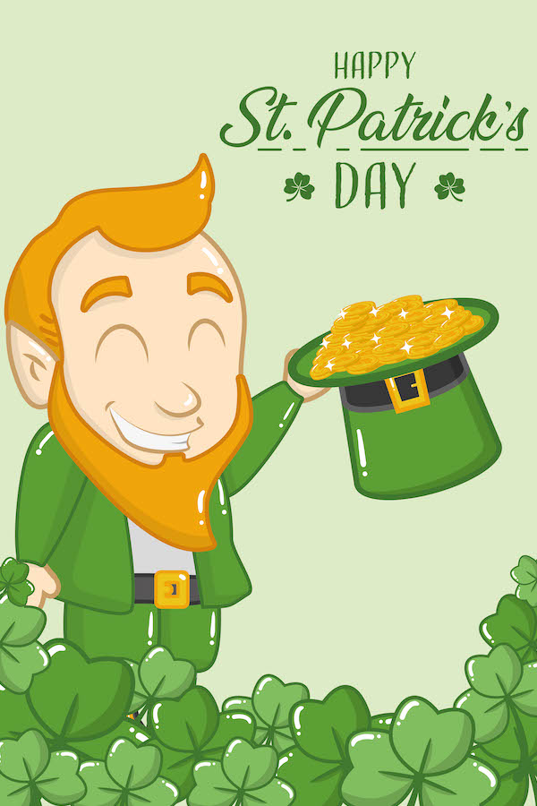 St. Patrick Guy with Coins ecard