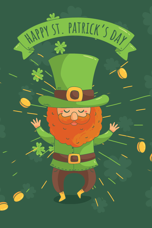Leprechaun Clovers and Gold ecard