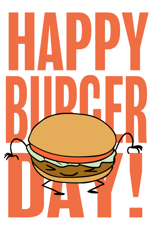 Jumping Burger Day ecard