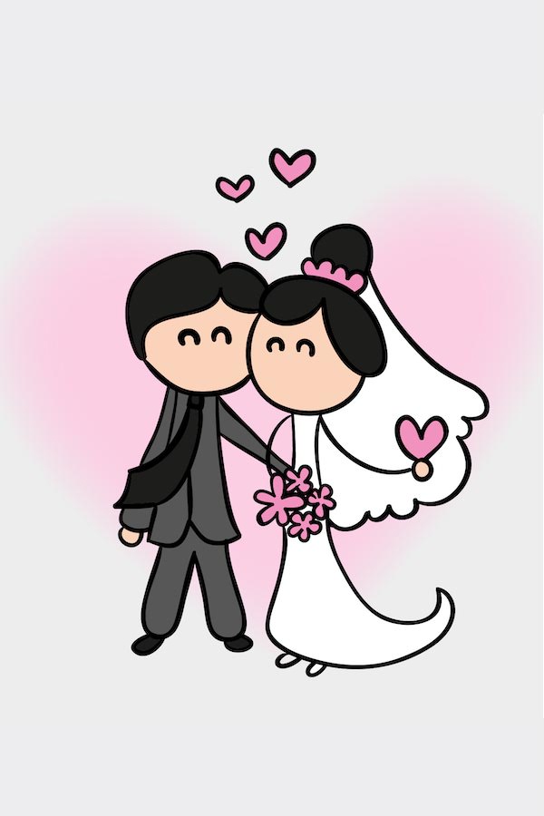 Wedding Pink Hearts ecard