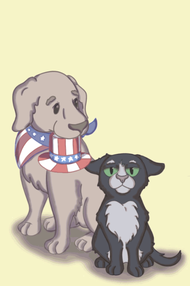 Cat and Dog 4th if July ecard