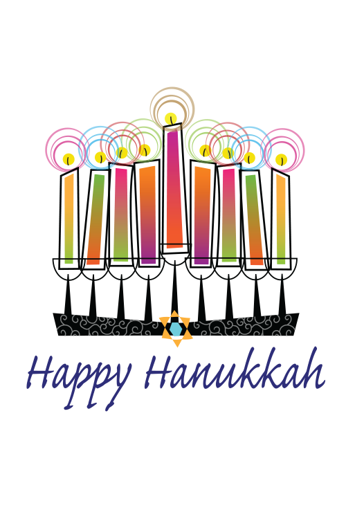 Hanukkah Multicolored Menorah  ecard