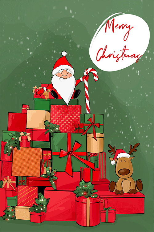 Santa on Gifts ecard