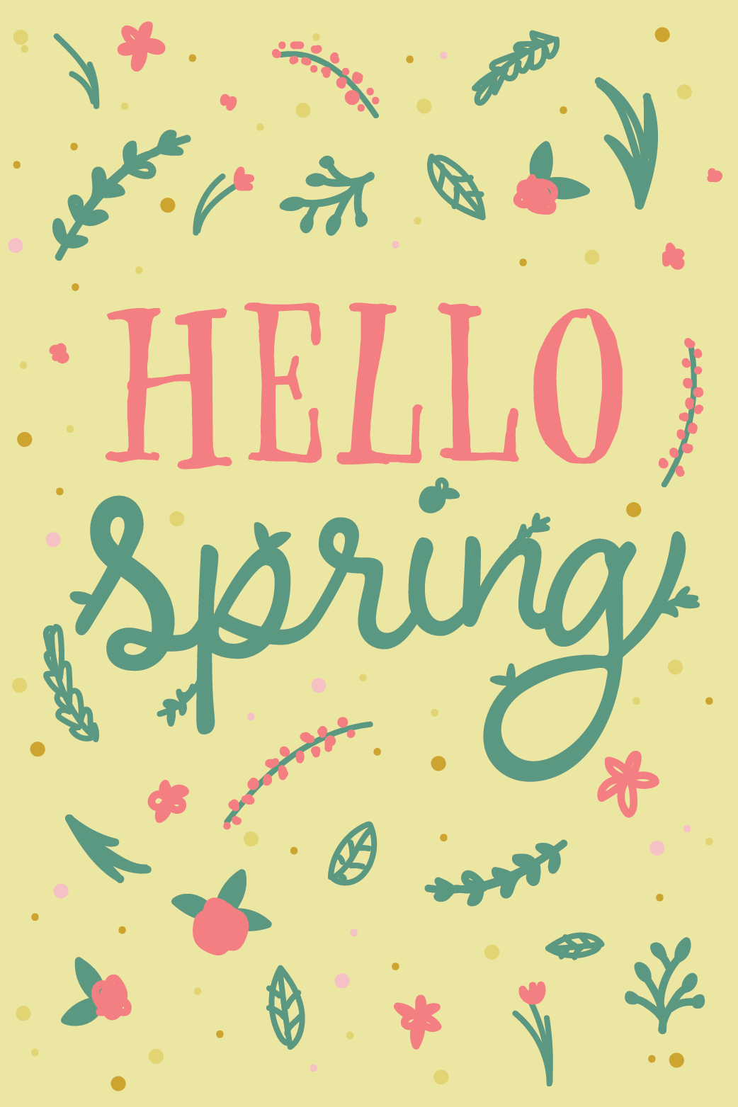 Hello Spring Leaves ecard