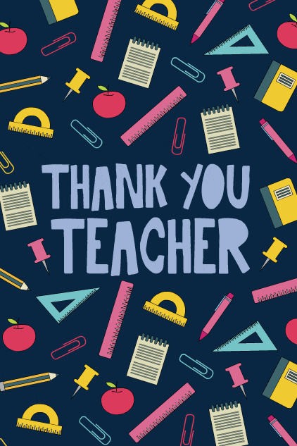 Thank You Teacher Pattern ecard
