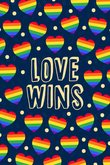 Love Wins Heart Pattern ecard