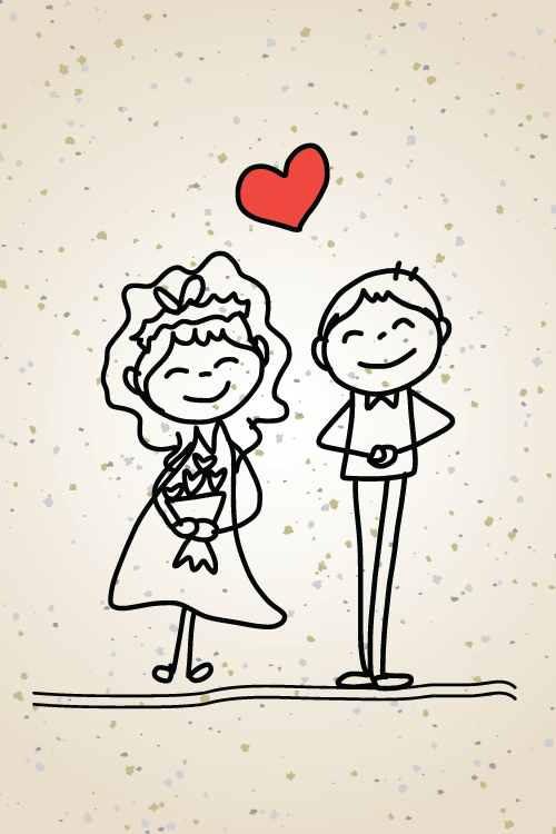Cartoon Couple Wedding ecard