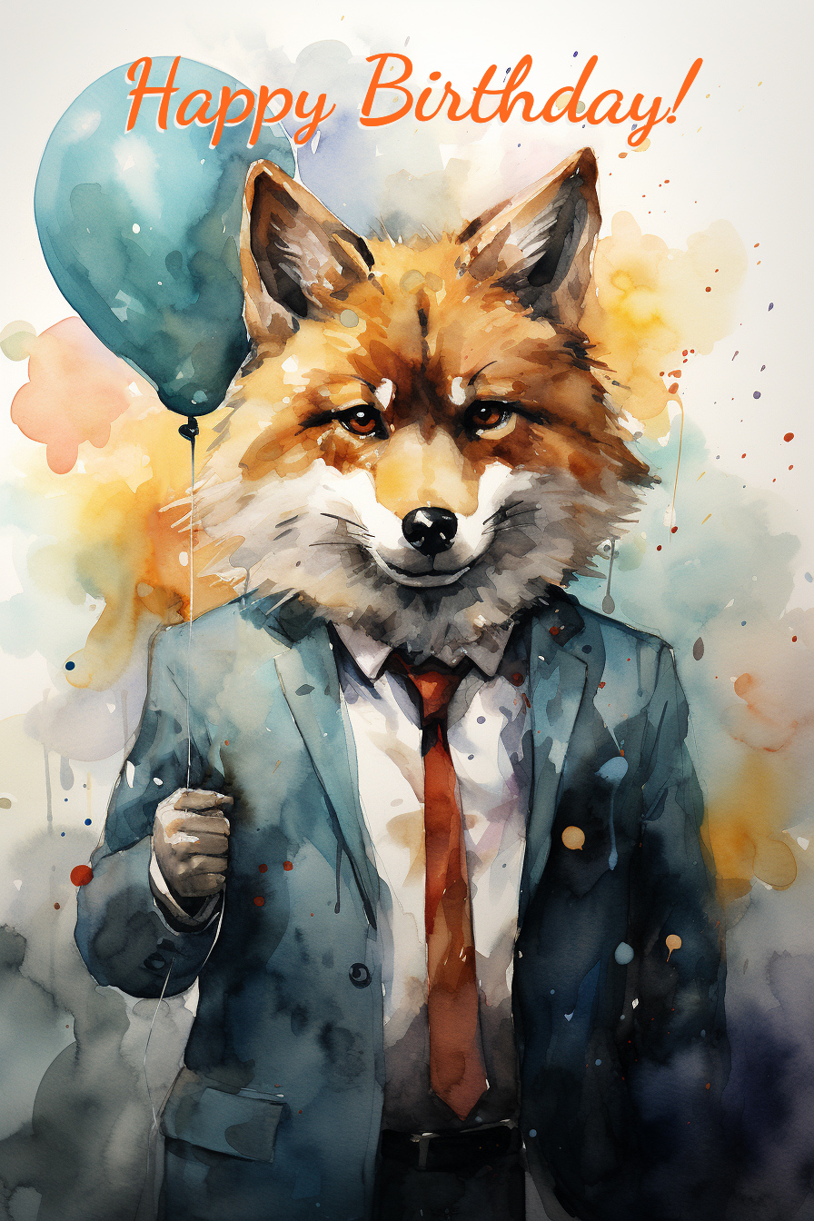 Birthday Fox ecard