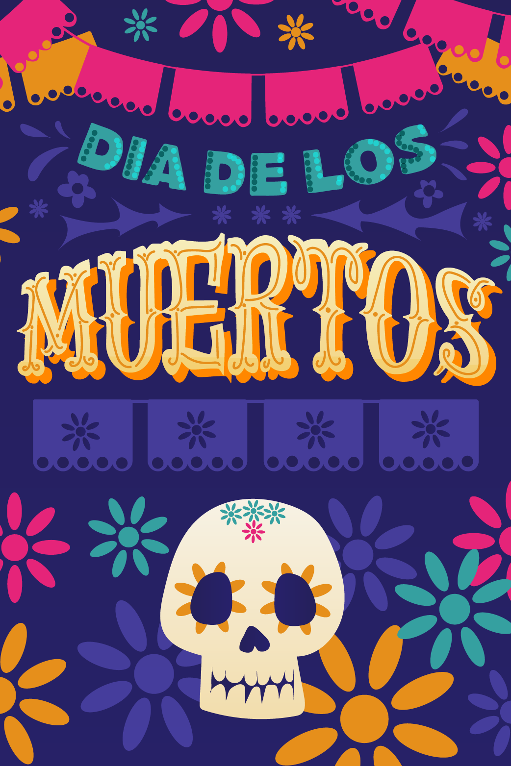 Dia De Los Muertos Flags ecard