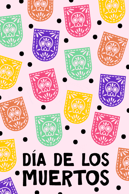 Dia De Los Muertos Flag Skulls ecard