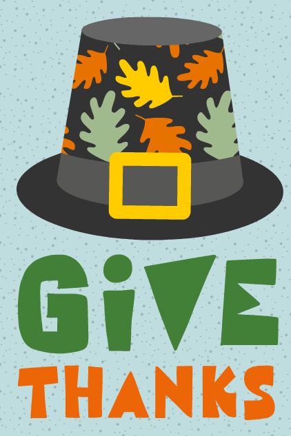 Give Thanks Hat ecard