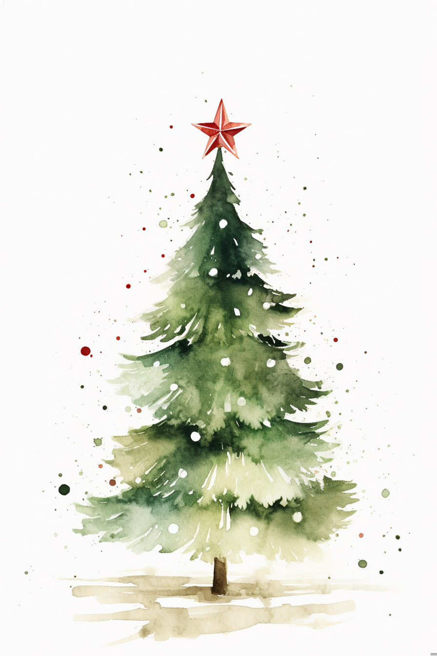 Christmas Tree Red Star ecard
