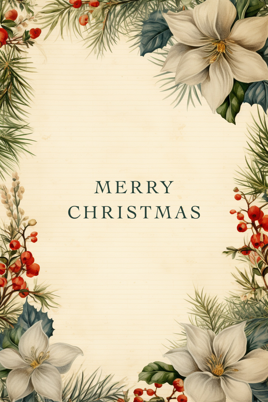 Merry Christmas Flower Border ecard