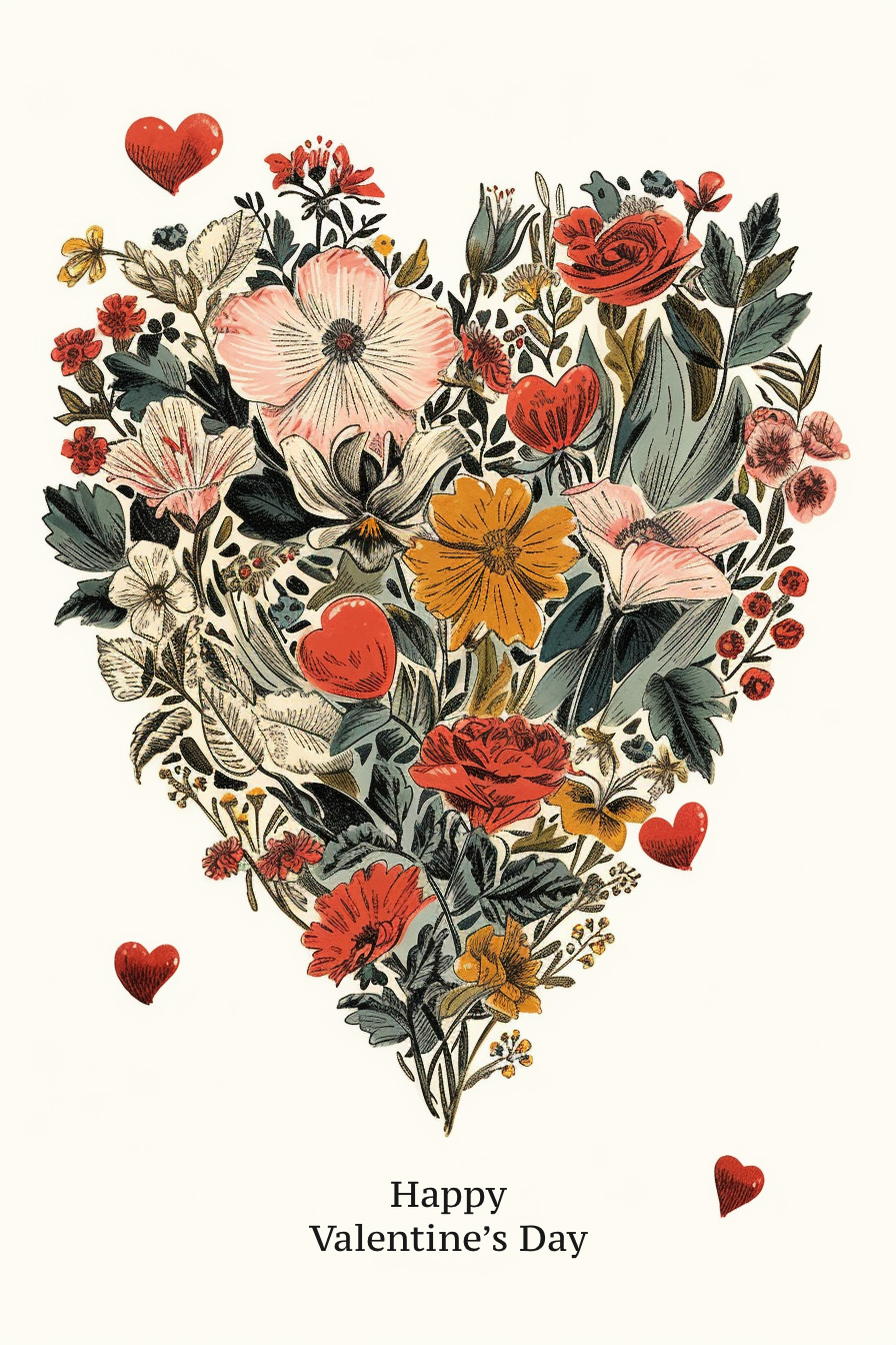 Flower Heart Valentines Day ecard