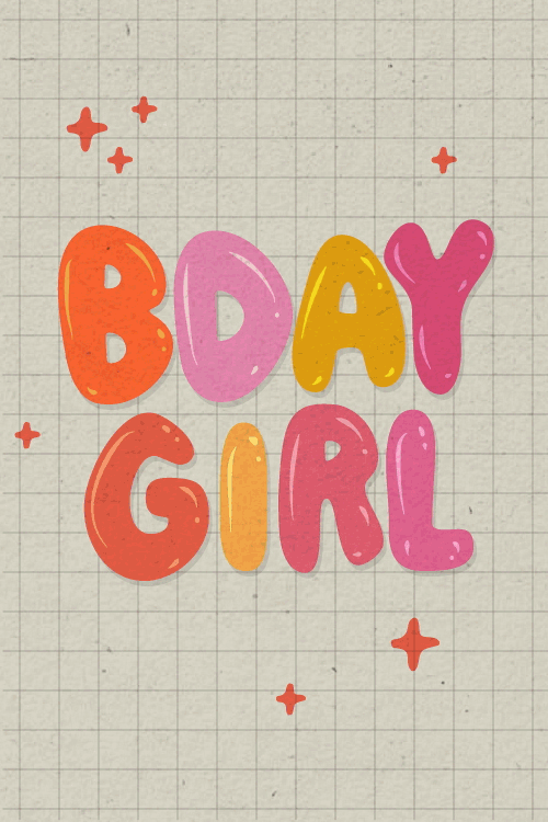 BDay Girl Balloon Letters ecard