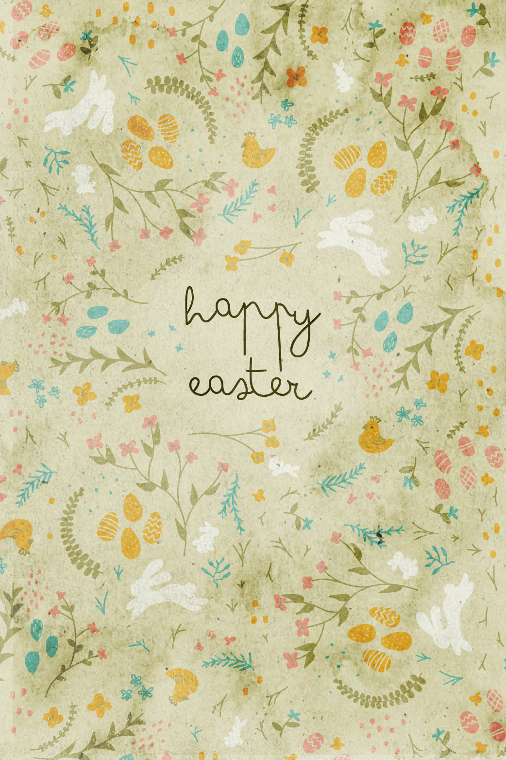 Happy Easter Floral Print ecard