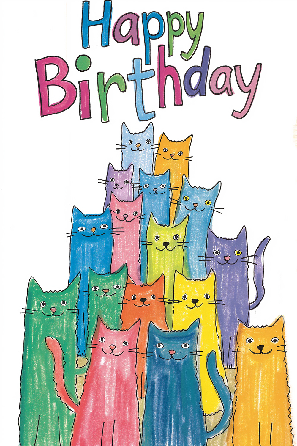 Happy Birthday Sketch Cats ecard