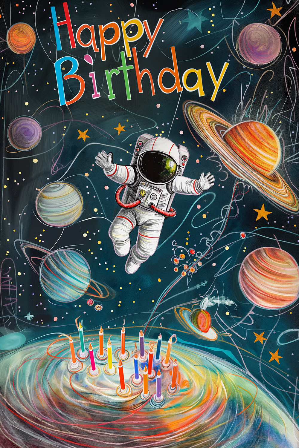 Birthday Astronaut Sketch ecard