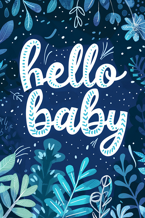 Hello Baby Leaves ecard