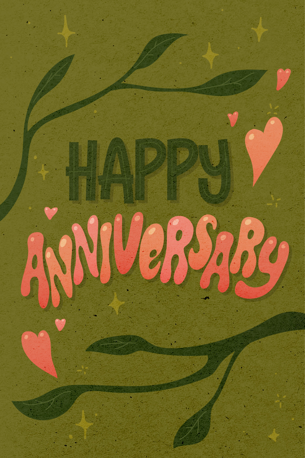 Happy Anniversary Hearts Leaves ecard