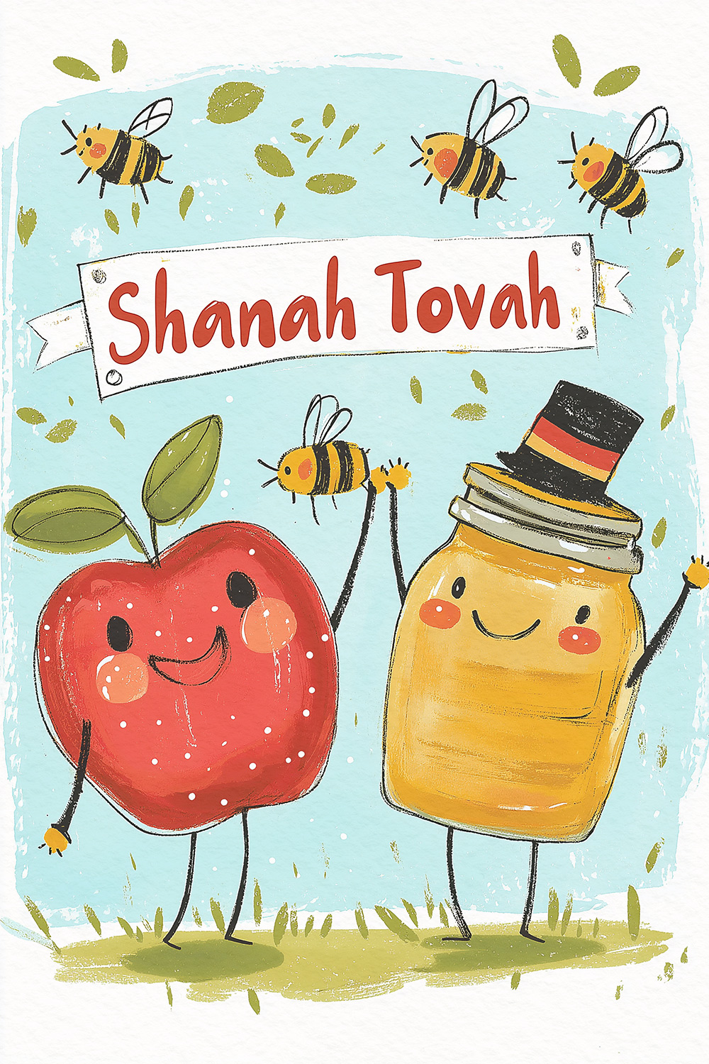 Cartoon Apple and Honey ecard