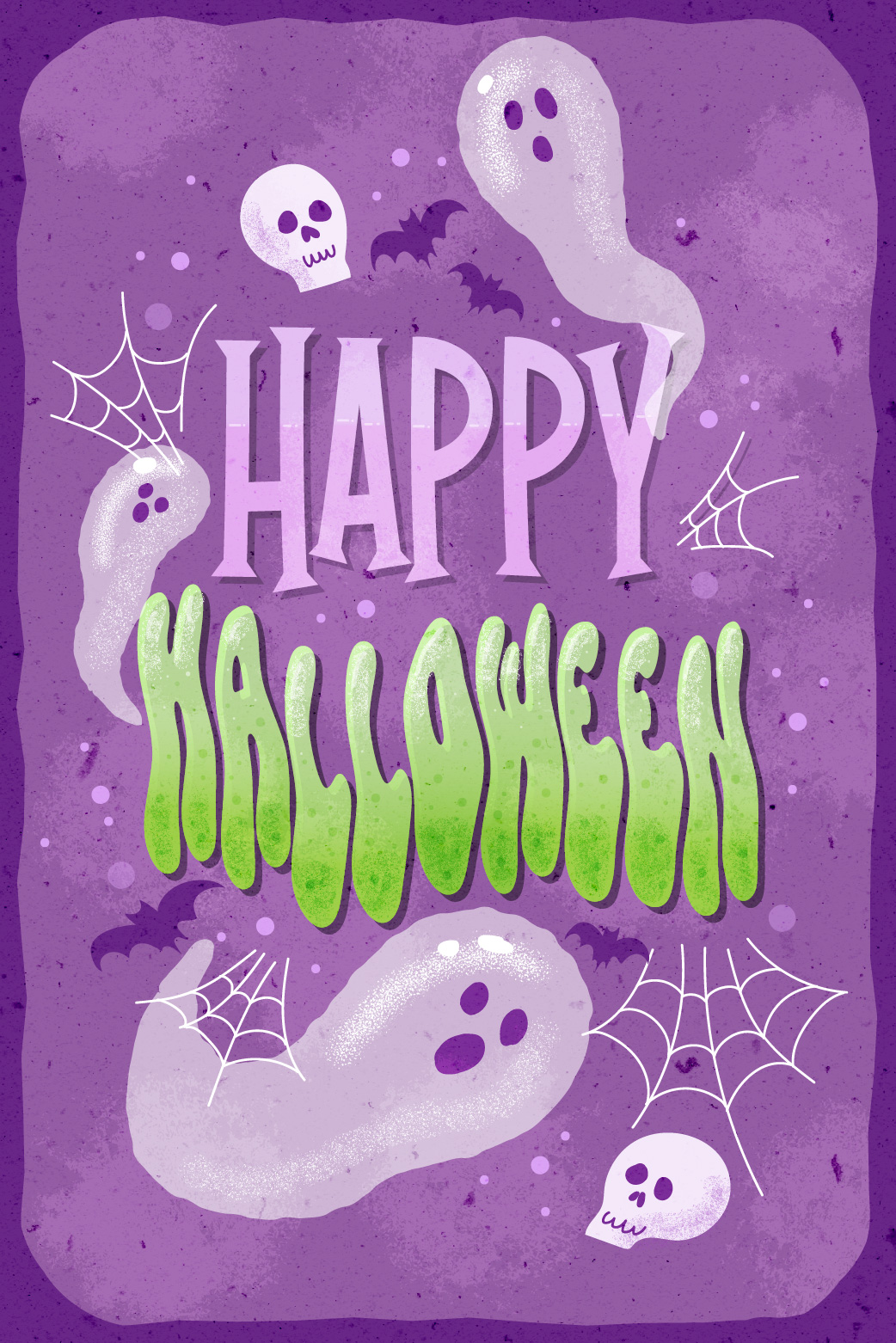 Purple Halloween Ghosts ecard