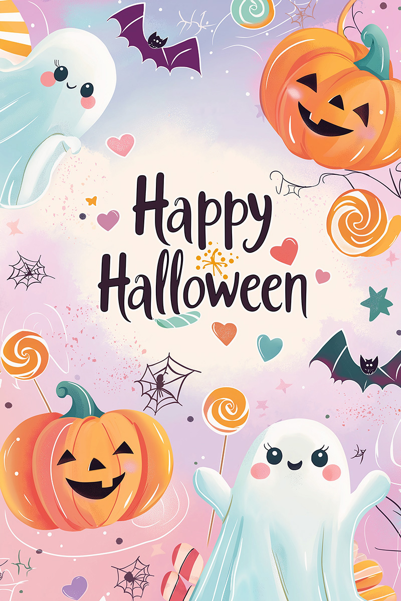 Cute Halloween Pumpkins & Ghosts ecard