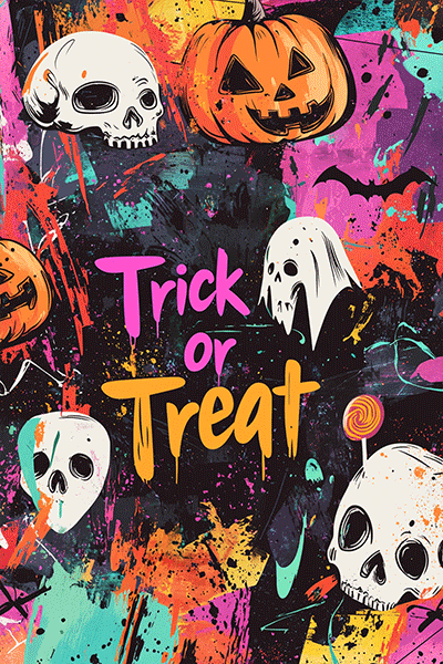 Skull Graffiti Trick Or Treat GIF ecard