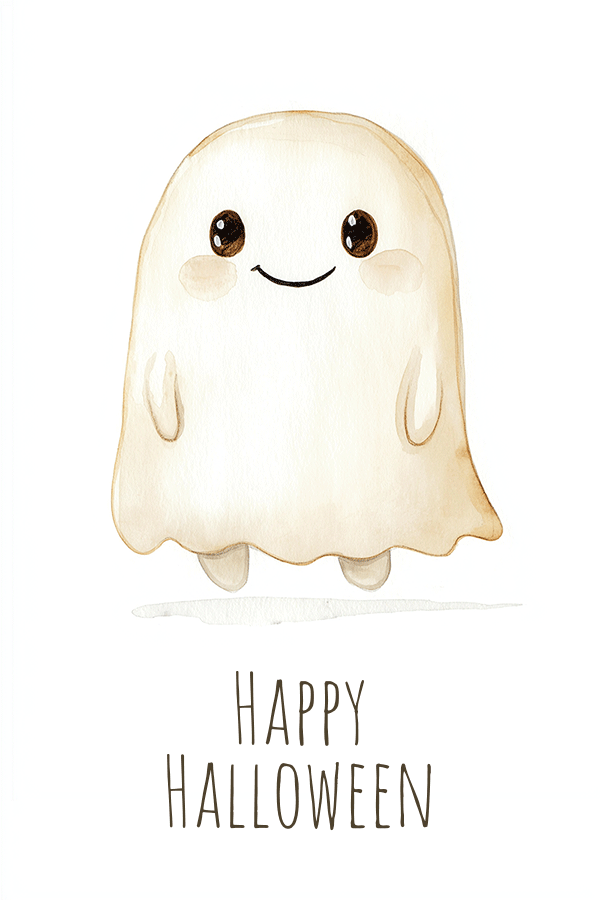 Cute Ghost Floating Halloween ecard