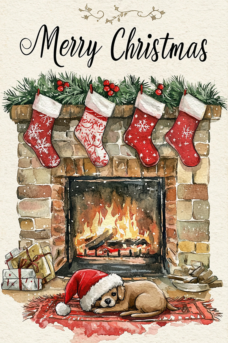 Merry Christmas Sleeping Dog ecard