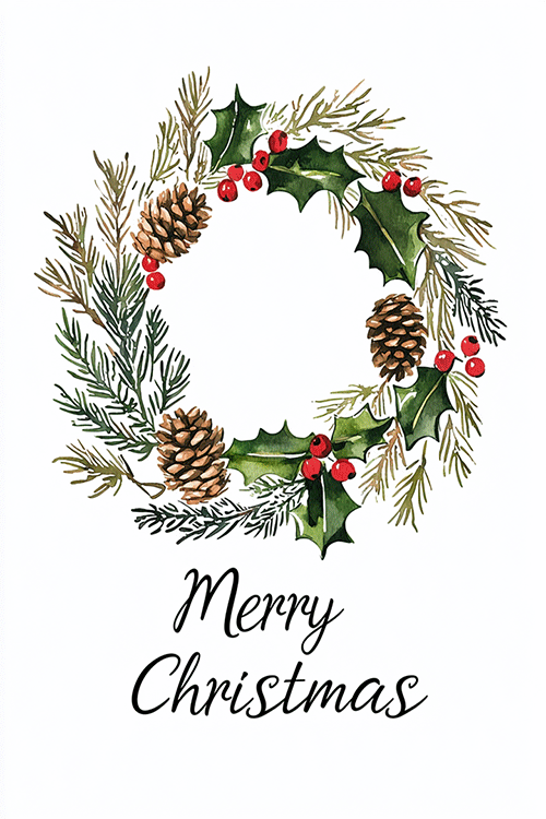Christmas Wreath Holly ecard