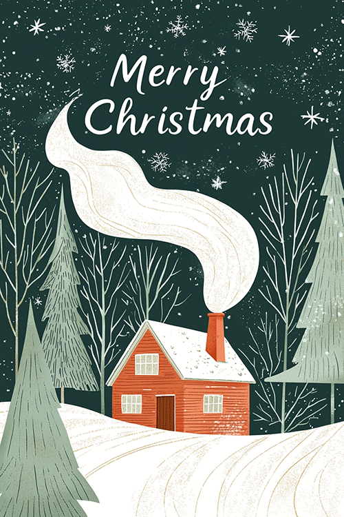 Merry Christmas Little House ecard