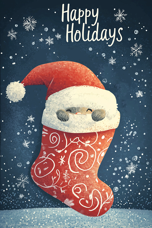 Happy Holidays Stocking Mouse ecard
