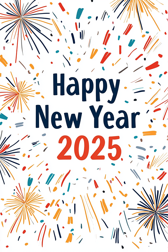 Happy New Year 2025 Confetti ecard
