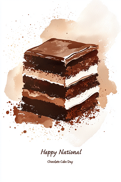 Chocolate Cake Square Slice ecard