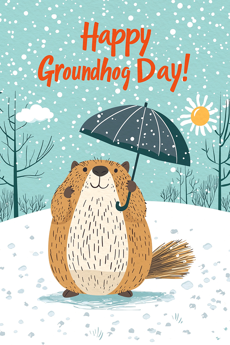 Groundhog Day Umbrella ecard