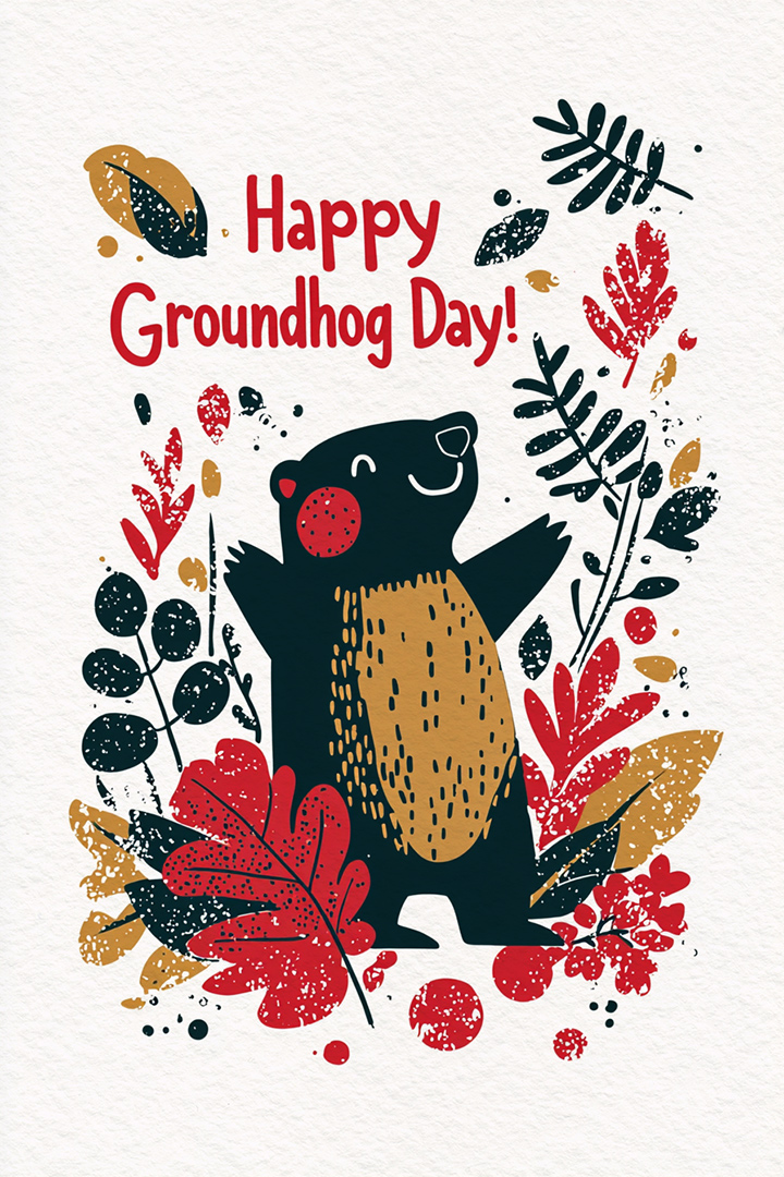 Groundhog Day Print ecard