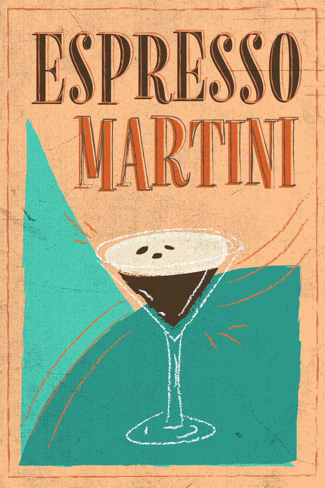 Espresso Martini Retro ecard