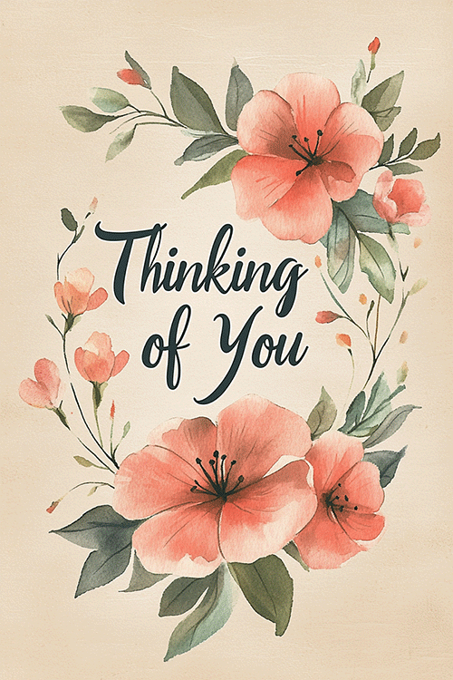 Pink Flowers Thinking Of You ecard
