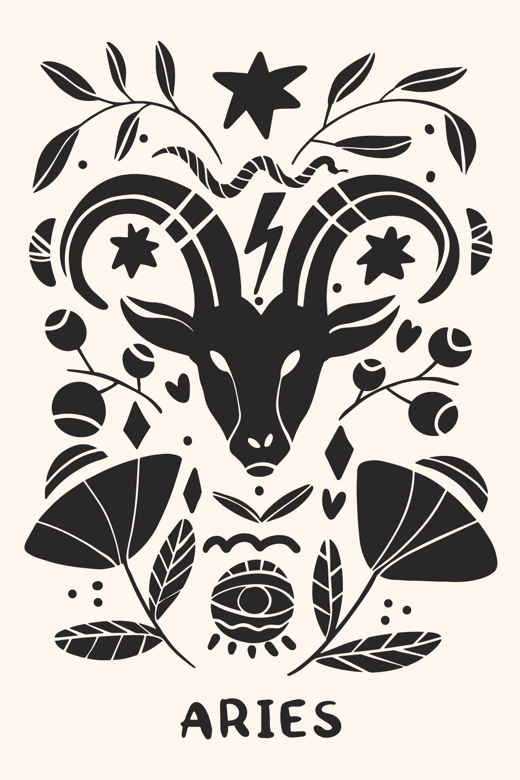 Aries Black And White ecard